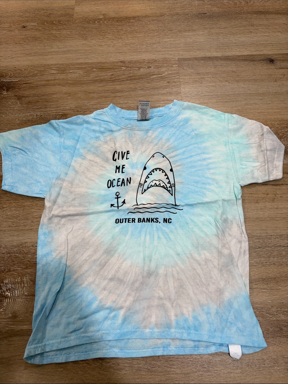 Gildan Light Blue Tie-Dye 'Give Me Ocean' Shark Tee